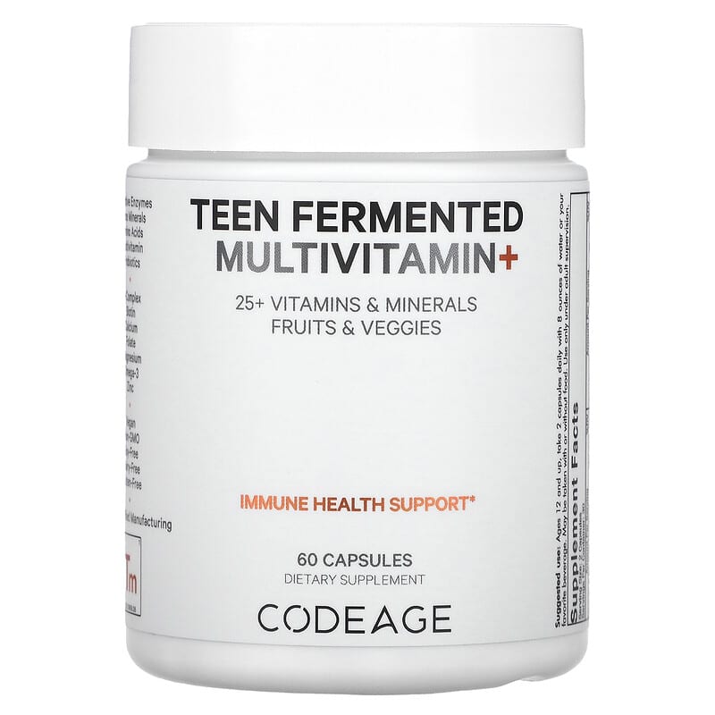 CodeAge Teen Fermented Multivitamin 60 Capsules 3 codeage teen fermented multivitamin 60 capsules 104050