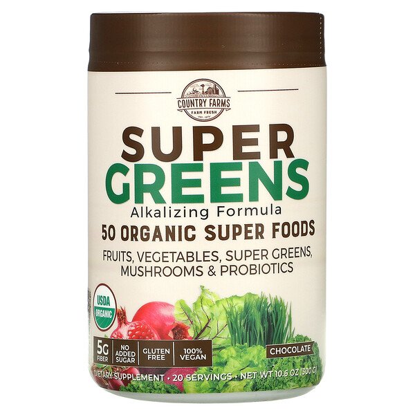 Mua Country Farms Super Greens Alkalizing Formula Chocolate 10.6 oz 300 g giảm giá rẻ Hà nội TPHCM