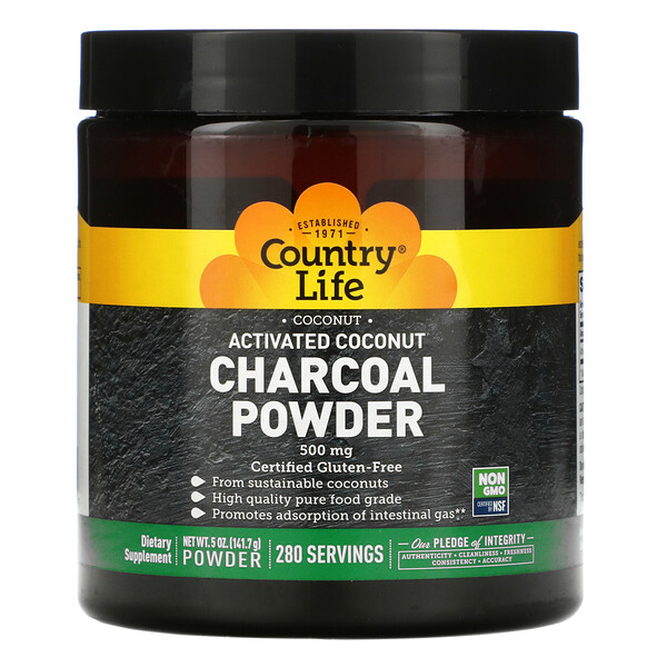 Country Life Activated Coconut Charcoal Powder 500 mg 5 oz (141.7 g) 3 country life activated coconut charcoal powder 500 mg 5 oz 141 7 g 78499