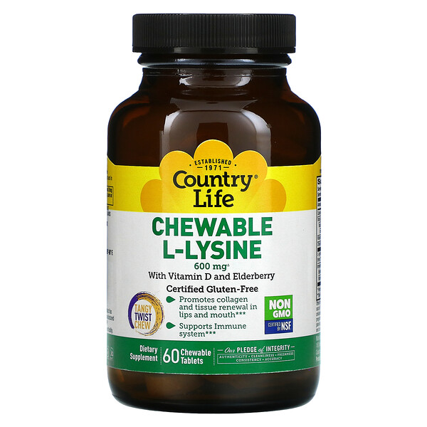 Mua Country Life Chewable L-Lysine with Vitamin D and Elderberry 300 mg 60 viên nhai giảm giá rẻ Hà nội TPHCM