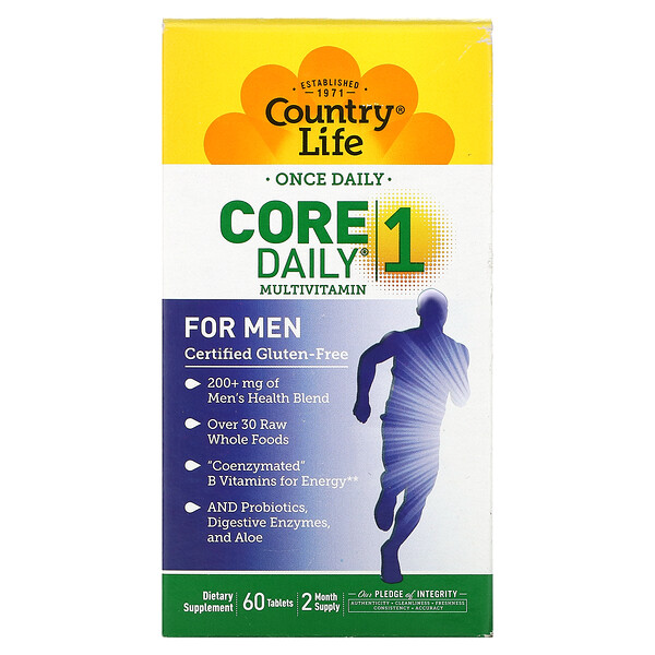 Country Life Core Daily-1 Multivitamins Men 60 viên 3 country life core daily 1 multivitamins men 60 tablets 34143