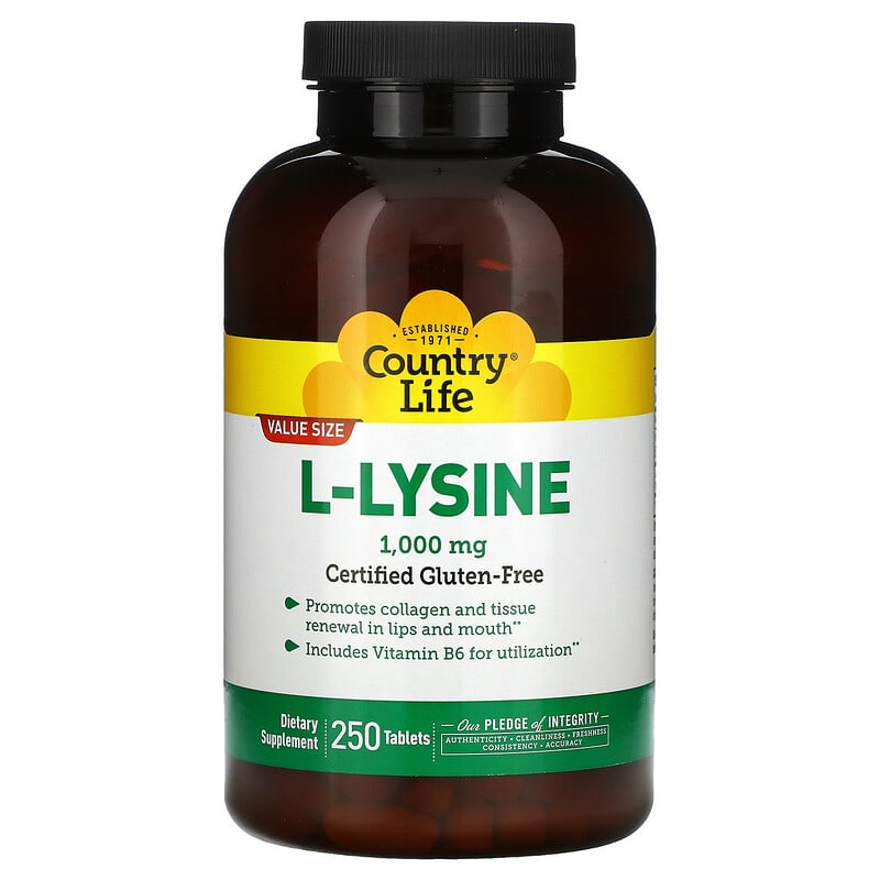 Country Life L-Lysine 1000 mg 250 Tablets 3 Country Life L-Lysine 1000 mg 250 Tablets 015794013129
