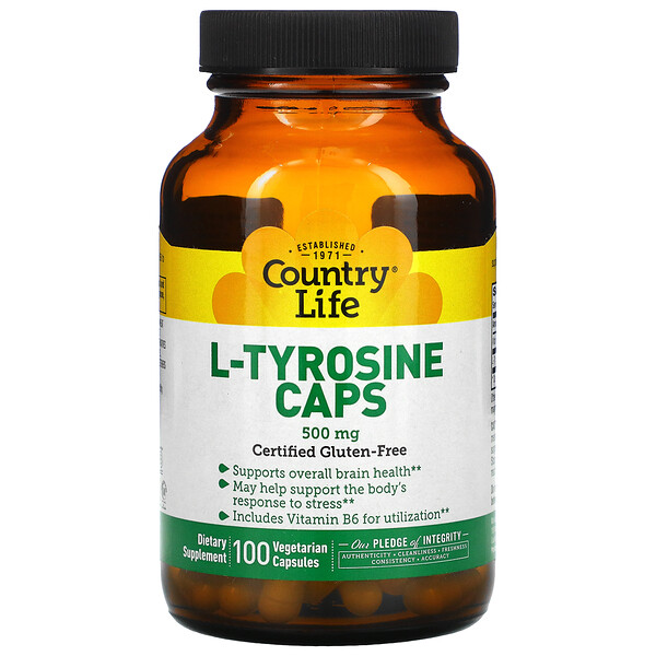 Country Life L-Tyrosine Caps 500 mg 100 viên 6 country life l tyrosine caps 500 mg 100 vegetarian capsules 1745