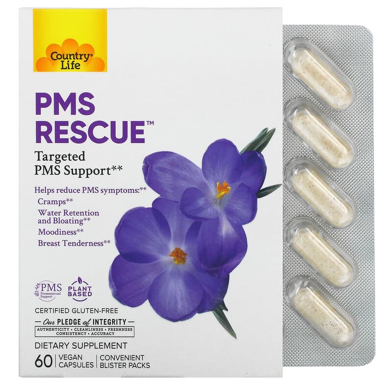 Country Life PMS Rescue Targeted PMS Support 60 Vegan Capsules 3 Country Life PMS Rescue Targeted PMS Support 60 Vegan Capsules 015794050995