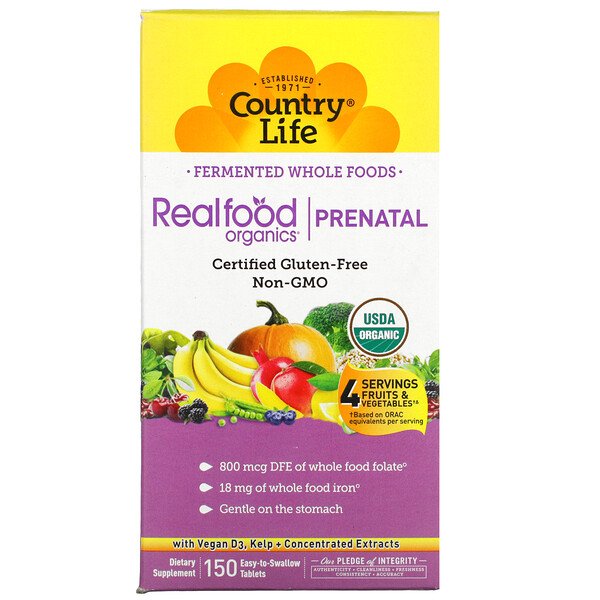 Country Life Realfood Organics Prenatal 150 Easy-to-Swallow viên 3 country life realfood organics prenatal 150 easy to swallow tablets 68893