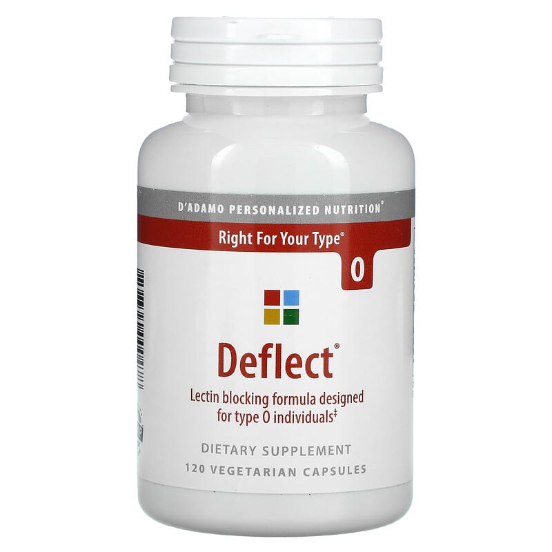 D'Adamo Personalized Nutrition Deflect Lectin Blocking Formula for Type O 120 Vegetarian Capsules 3 D'Adamo Personalized Nutrition Deflect Lectin Blocking Formula for Type O 120 Vegetarian Capsules 858394000478