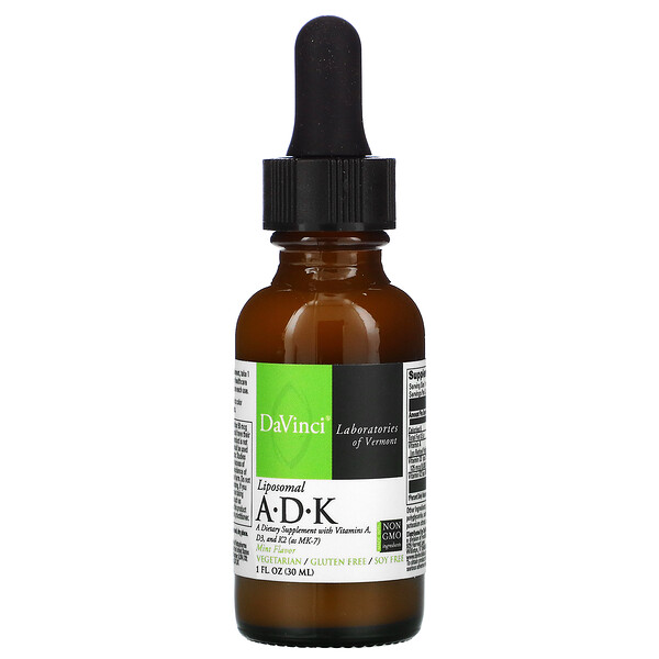 DaVinci Laboratories of Vermont Liposomal A.D.K Mint 1 oz (30 ml) 3 davinci laboratories of vermont liposomal a d k mint 1 fl oz 30 ml 103598