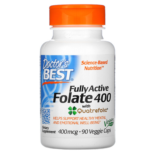 Doctor's Best Fully Active Folate 400 with Quatrefolic 400 mcg 90 viên 3 doctor s best fully active folate 400 with quatrefolic 400 mcg 90 veggie caps 38067