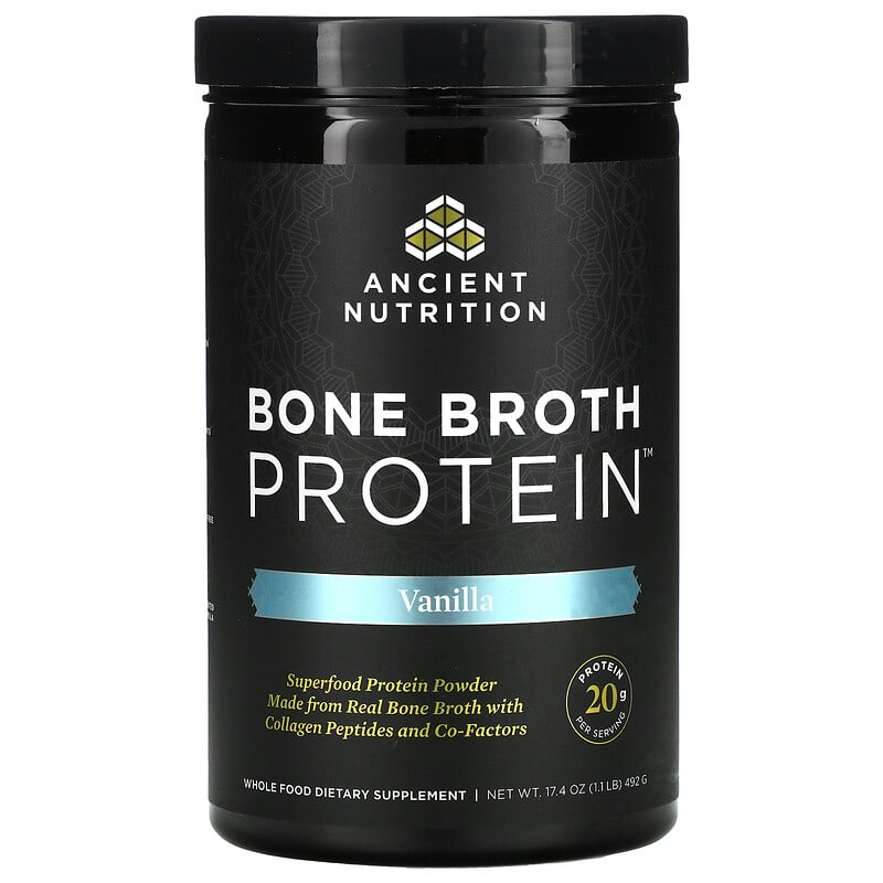 Dr. Axe / Ancient Nutrition Bone Broth Protein Vanilla 17.4 oz (492 g) 3 Dr. Axe / Ancient Nutrition Bone Broth Protein Vanilla 17.4 oz (492 g) 816401020017