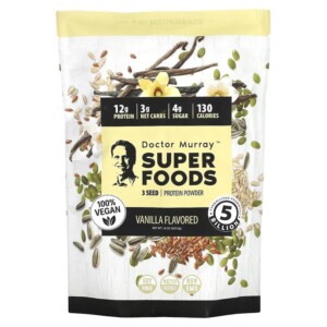 Dr. Murray's Super Foods 3 Seed (Pumpkin Flax Sunflower) Vegan Protein Powder Vanilla 16 oz (453.5 g) 850010353197