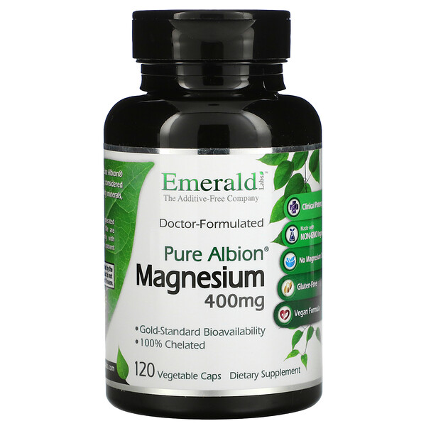 Emerald Laboratories Pure Albion Magnesium 400 mg 120 Vegetable Caps 3 emerald laboratories pure albion magnesium 400 mg 120 vegetable caps 106006