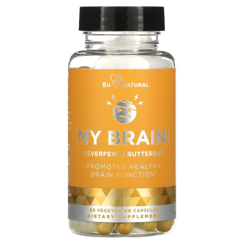 Eu Natural My Brain! Feverfew & Butterbur 60 Vegetarian Capsules 3 Eu Natural My Brain! Feverfew & Butterbur 60 Vegetarian Capsules 855244008103