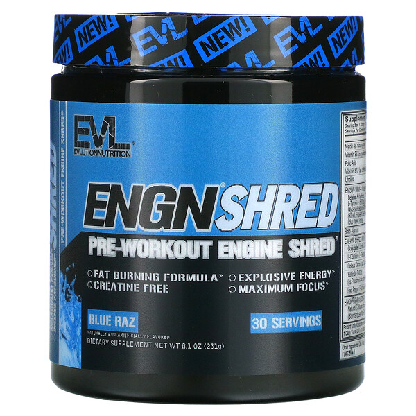 Mua EVLution Nutrition ENGN Shred Pre-Workout Engine Shred Blue Raz 8.1 oz 231 g giảm giá rẻ Hà nội TPHCM