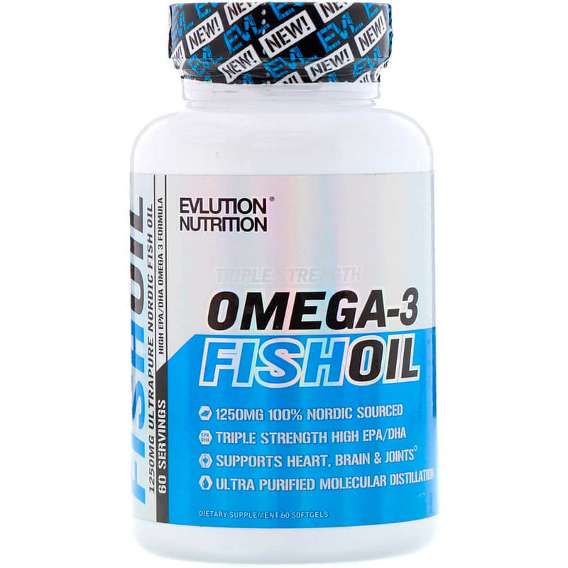 EVLution Nutrition Omega-3 Fish Oil Triple Strength 60 Softgels 3 EVLution Nutrition Omega-3 Fish Oil Triple Strength 60 Softgels 685450087476
