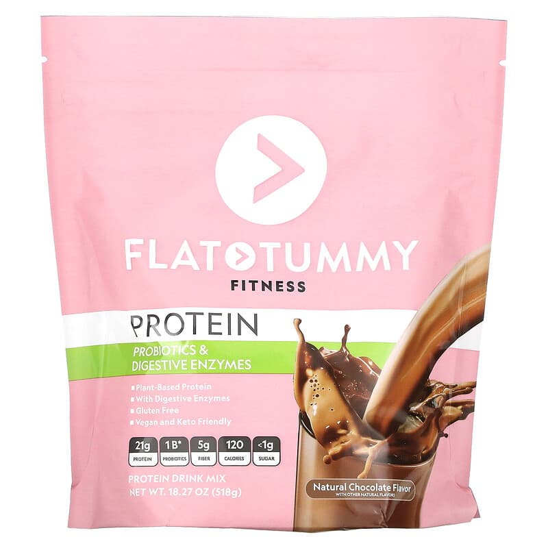 Flat Tummy Fitness Protein Drink Mix Probiotics & Digestive Enzymes Natural Chocolate 18.27 oz (518 g) 3 Flat Tummy Fitness Protein Drink Mix Probiotics & Digestive Enzymes Natural Chocolate 18.27 oz (518 g) 811909032999