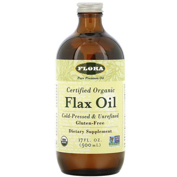 Flora Certified Organic Flax Oil 17 oz (500 ml) 3 flora certified organic flax oil 17 fl oz 500 ml 37006