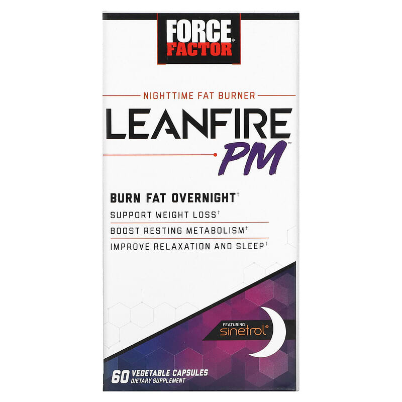 Force Factor Nighttime Fat Burner Leanfire PM 60 Vegetable Capsules 3 Force Factor Nighttime Fat Burner Leanfire PM 60 Vegetable Capsules 818594015405