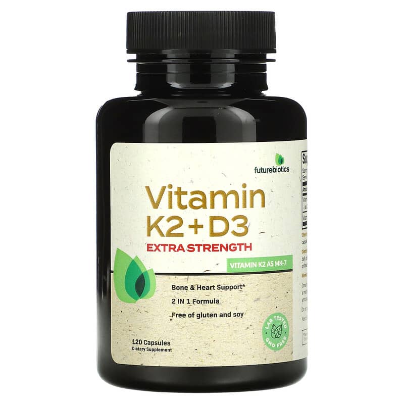 Futurebiotics Vitamin K2 + D3 Extra Strength 120 Capsules 3 Futurebiotics Vitamin K2 + D3 Extra Strength 120 Capsules 049479501335
