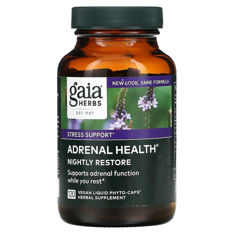 Gaia Herbs Adrenal Health Nightly Restore 120 Vegan Liquid Phyto-Caps 3 gaia herbs adrenal health nightly restore 120 vegan liquid phyto caps 68468