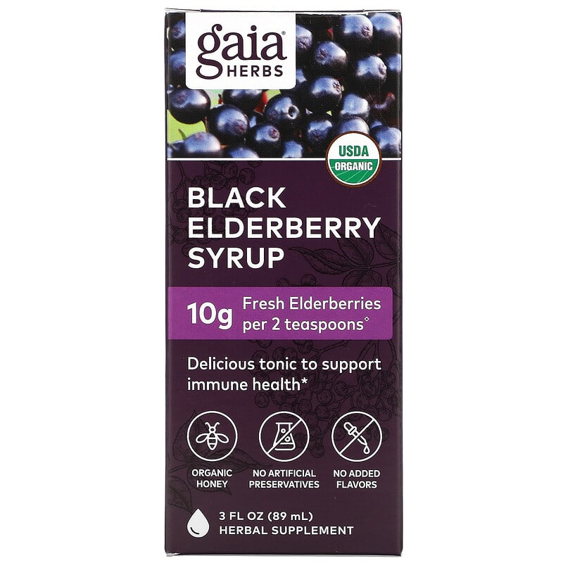 Gaia Herbs Black Elderberry Syrup 3 fl oz (89 ml) 3 Gaia Herbs Black Elderberry Syrup 3 fl oz (89 ml) 751063151900