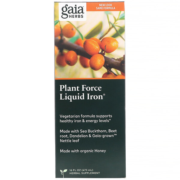 Gaia Herbs Plant Force Liquid Iron 16 oz (473 ml) 3 gaia herbs plant force liquid iron 16 fl oz 473 ml 76232