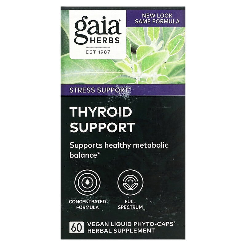 Gaia Herbs Thyroid Support 60 Vegan Liquid Phyto-Caps 6 gaia herbs thyroid support 60 vegan liquid phyto caps 15543