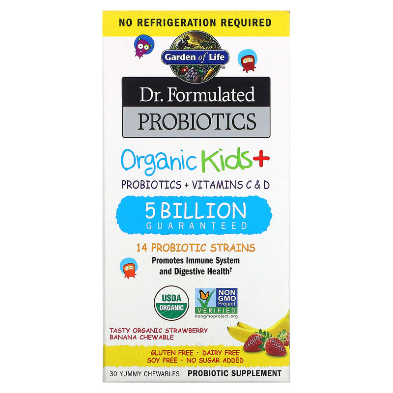 Garden of Life Dr. Formulated Probiotics Organic Kids + Tasty Organic Strawberry Banana 30 Yummy Chewables 3 Garden of Life Dr. Formulated Probiotics Organic Kids + Tasty Organic Strawberry Banana 30 Yummy Chewables 658010122214