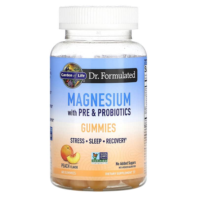 Garden of Life Magnesium with Pre & Probiotics Gummies Peach 60 Gummies 3 Garden of Life Magnesium with Pre & Probiotics Gummies Peach 60 Gummies 658010132695