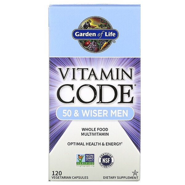 Garden of Life Vitamin Code 50 & Wiser Men Whole Food Multivitamin 120 viên 5 garden of life vitamin code 50 wiser men whole food multivitamin 120 vegetarian capsules 14692