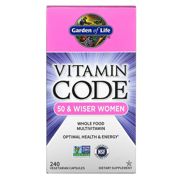 Garden of Life Vitamin Code 50 & Wiser Women Whole Food Multivitamin 240 viên 3 garden of life vitamin code 50 wiser women whole food multivitamin 240 vegetarian capsules 22349