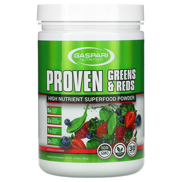 Gaspari Nutrition Proven Greens & Reds High Nutrient Superfood Powder Naturally Flavored 12.69 oz (360 g) 3 gaspari nutrition proven greens reds high nutrient superfood powder naturally flavored 12 69 oz 360 g 104467