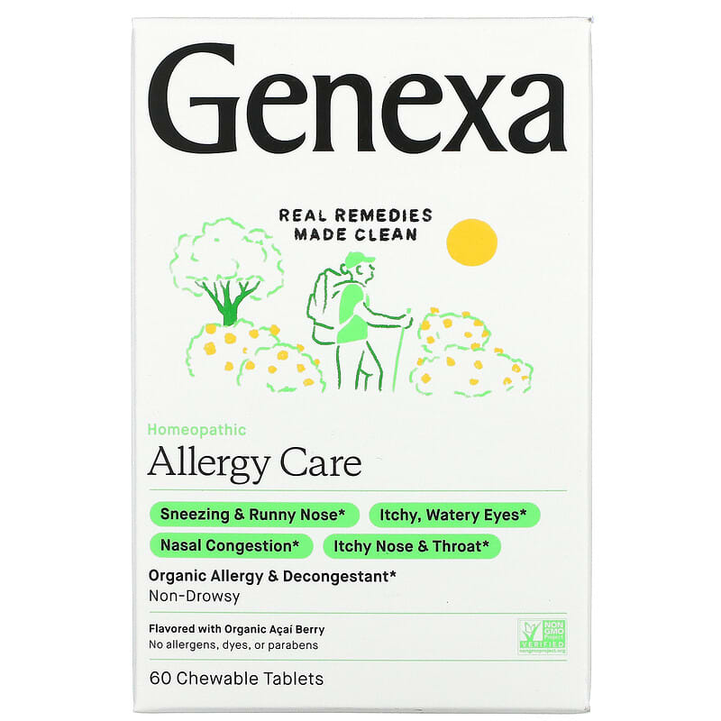 Genexa Allergy Care Organic Allergy & Decongestant Organic Acai Berry 60 viên nhai 6 genexa allergy care organic allergy decongestant organic acai berry 60 chewable tablets 78128