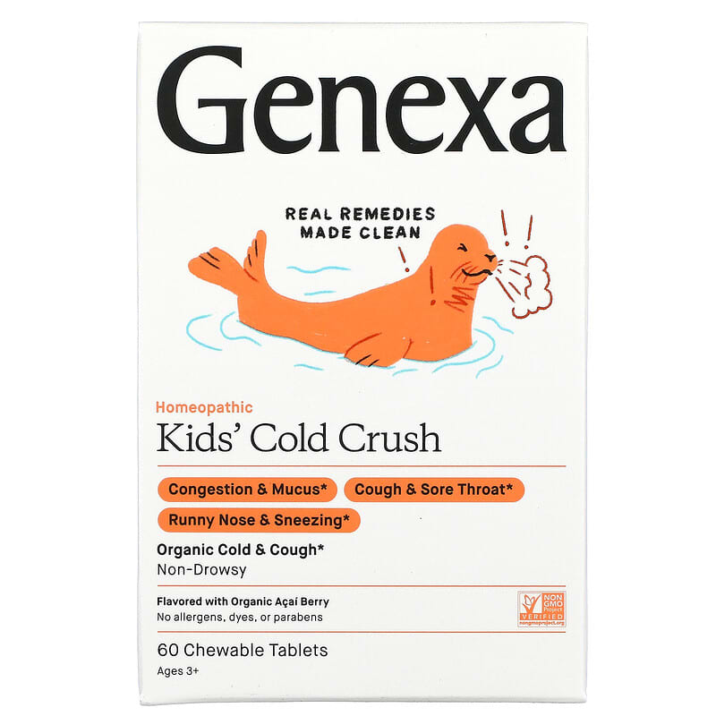 Genexa LLC Kids´ Cold Crush Cold & Cough Ages 3+ Organic Acai Berry 60 Chewable Tablets 3 Genexa LLC Kids´ Cold Crush Cold & Cough Ages 3+ Organic Acai Berry 60 Chewable Tablets 857630006045