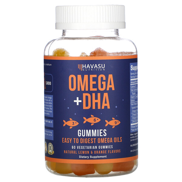 Mua Havasu Nutrition Omega + DHA Gummies Natural Lemon & Orange 60 Vegetarian Gummies giảm giá rẻ Hà nội TPHCM