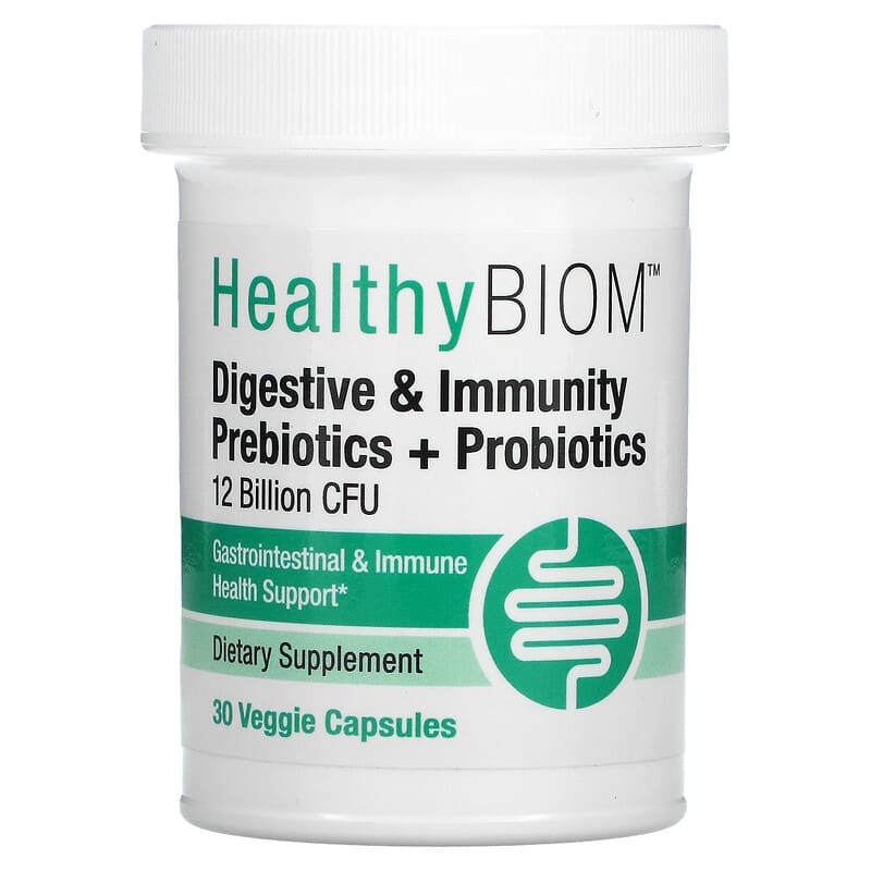 HealthyBiom Digestive & Immunity Prebiotic + Probiotics 12 Billion CFUs 30 Veggie Capsules 3 HealthyBiom Digestive & Immunity Prebiotic + Probiotics 12 Billion CFUs 30 Veggie Capsules 898220020270