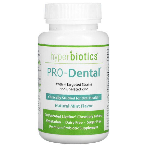 Hyperbiotics PRO-Dental Natural Mint Flavor 90 viên nhai 3 hyperbiotics pro dental natural mint flavor 90 chewable tablets 69432