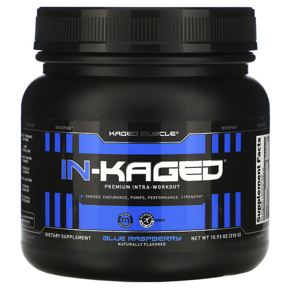 Kaged Muscle IN-KAGED Premium Intra-Workout Blue Raspberry 10.93 oz (310 g) 3 kaged muscle in kaged premium intra workout blue raspberry 10 93 oz 310 g 102869