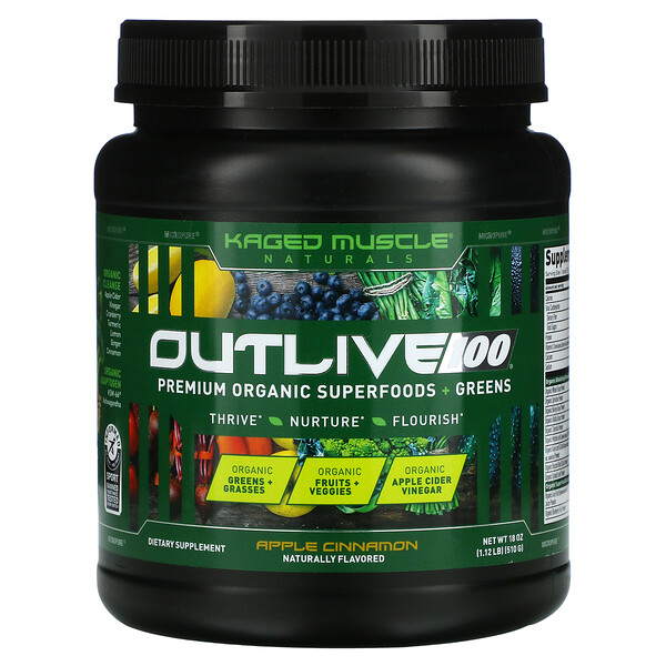Kaged Muscle Outlive 100 Premium Organic Superfoods + Greens Apple Cinnamon 18 oz (510 g) 3 kaged muscle outlive 100 premium organic superfoods greens apple cinnamon 18 oz 510 g 107307