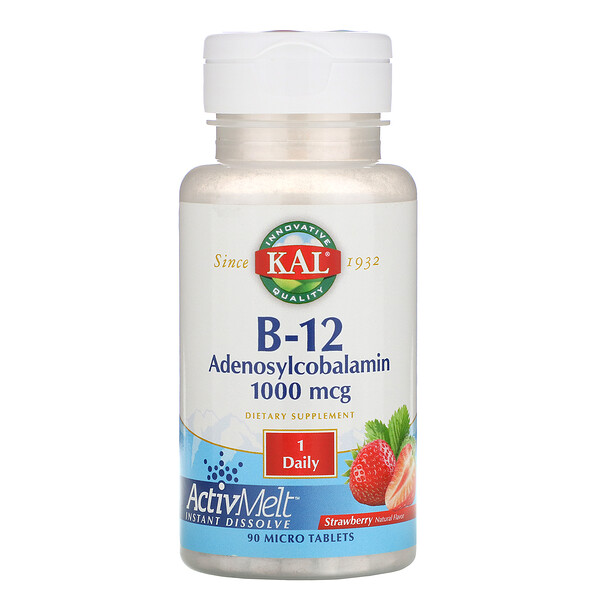KAL B-12 Adenosylcobalamin Strawberry 1.000 mcg 90 Micro Tablets 3 Mua KAL B-12 Adenosylcobalamin Strawberry 1