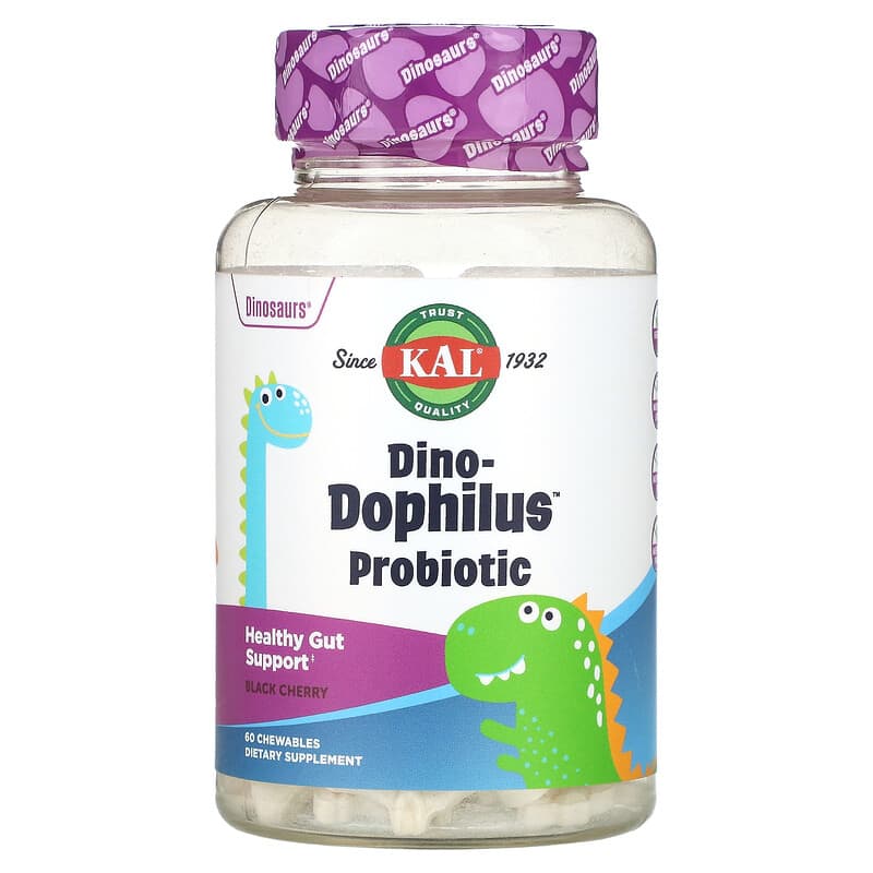 KAL Dinosaurs Dino-Dophilus Probiotic Black Cherry 60 Chewables 3 KAL Dinosaurs Dino-Dophilus Probiotic Black Cherry 60 Chewables 021245502005