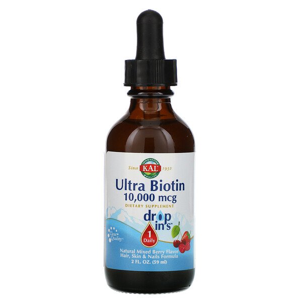 KAL Ultra Biotin Natural Mixed Berry Flavor 10,000 mcg 2 oz (59 ml) 3 kal ultra biotin natural mixed berry flavor 10 000 mcg 2 fl oz 59 ml 86394