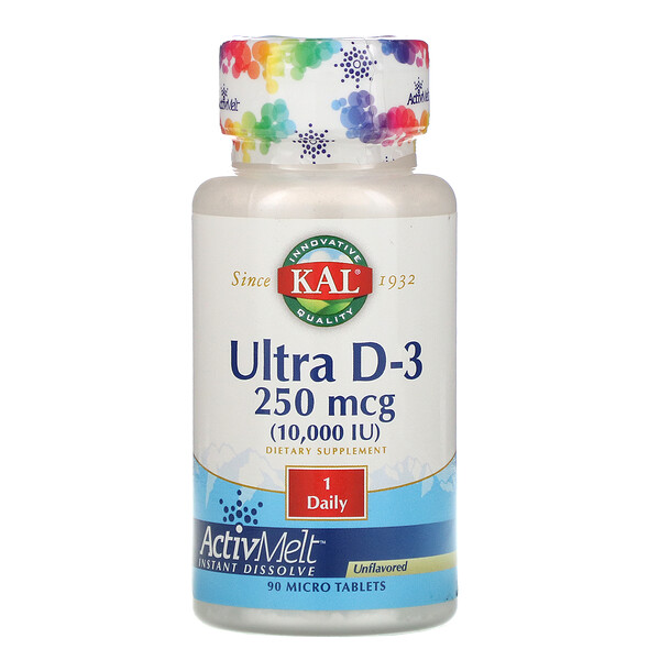 KAL Ultra D-3 Unflavored 250 mcg (10.000 IU) 90 Micro Tablets 1 Mua KAL Ultra D-3 Unflavored 10