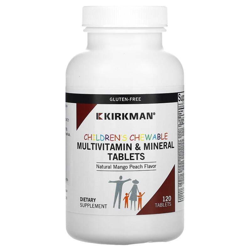 Kirkman Labs Children's Chewable Multivitamin & Mineral Tablets Natural Mango Peach 120 Tablets 3 Kirkman Labs Children's Chewable Multivitamin & Mineral Tablets Natural Mango Peach 120 Tablets 812325020959