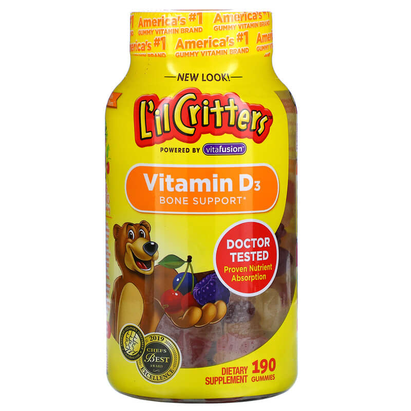 L'il Critters Vitamin D3 Bone Support Natural Fruit 190 Gummies 3 L'il Critters Vitamin D3 Bone Support Natural Fruit 190 Gummies 027917015873