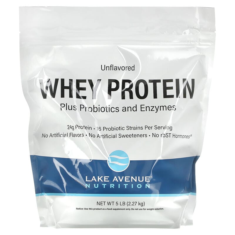 Lake Avenue Nutrition Whey Protein Plus Probiotics and Enzymes Unflavored 5 lb (2.27 kg) 3 Lake Avenue Nutrition Whey Protein Plus Probiotics and Enzymes Unflavored 5 lb (2.27 kg) 898220014347