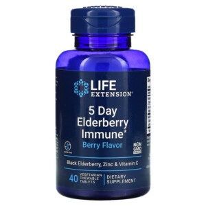 Life Extension 5 Day Elderberry Immune Berry 40 Vegetarian Chewable Tablets 737870241102