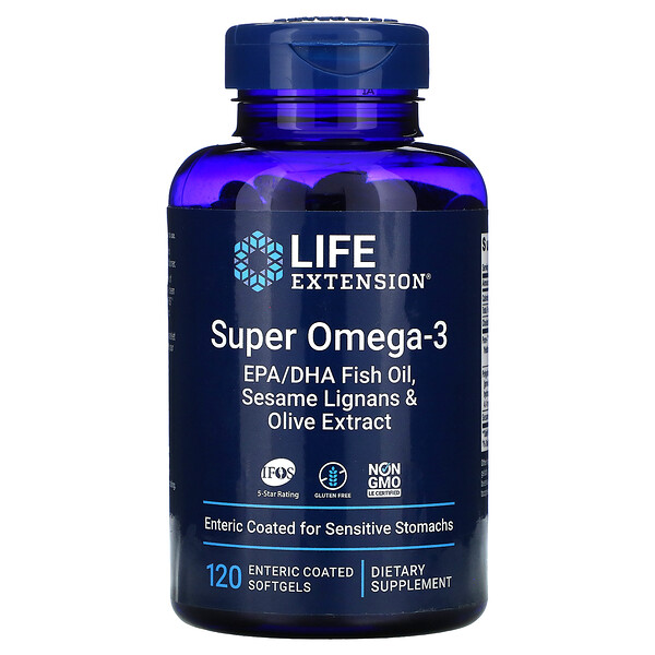 Life Extension Super Omega-3 120 Enteric Coated Softgels 3 life extension super omega 3 120 enteric coated softgels 65704
