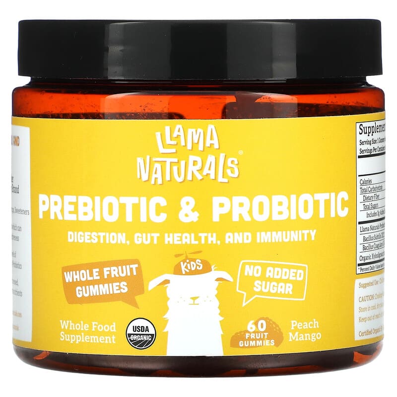 Llama Naturals Prebiotic & Probiotic Whole Fruit Gummies Peach Mango 60 Fruit Gummies 3 Llama Naturals Prebiotic & Probiotic Whole Fruit Gummies Peach Mango 60 Fruit Gummies 860001569049
