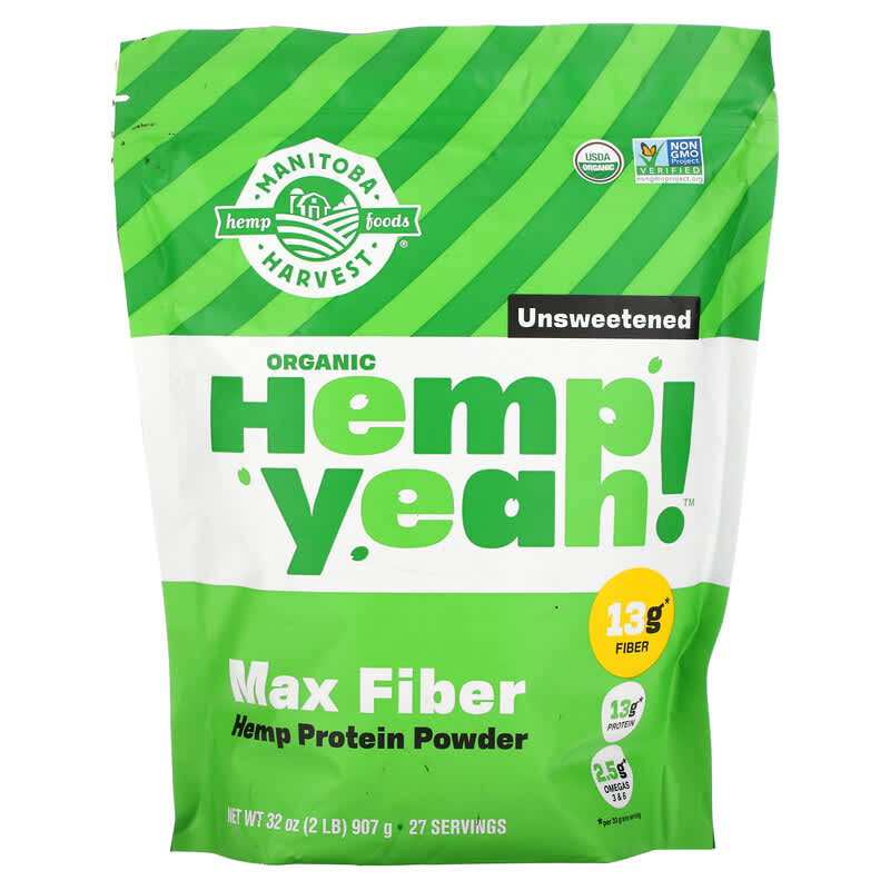 Manitoba Harvest Organic Hemp Yeah! Max Fiber Hemp Protein Powder Unsweetened 32 oz (907 g) 3 Manitoba Harvest Organic Hemp Yeah! Max Fiber Hemp Protein Powder Unsweetened 32 oz (907 g) 697658691058
