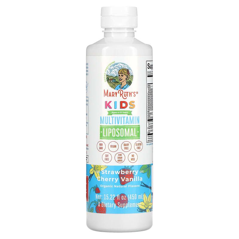 MaryRuth Organics Kids Multivitamin Liposomal Ages 4-13 Years Strawberry Cherry Vanilla 15.22 fl oz (450 ml) 3 MaryRuth Organics Kids Multivitamin Liposomal Ages 4-13 Years Strawberry Cherry Vanilla 15.22 fl oz (450 ml) 850029392675